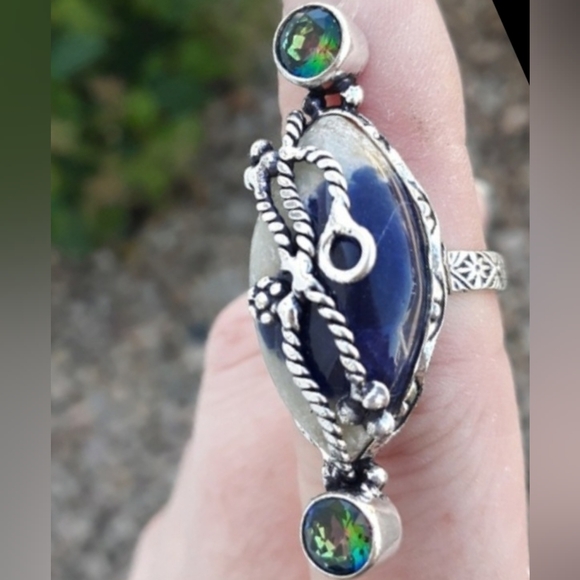 New Sodalite & Mystic Topaz 925 Silver Ring. - Picture 10 of 10